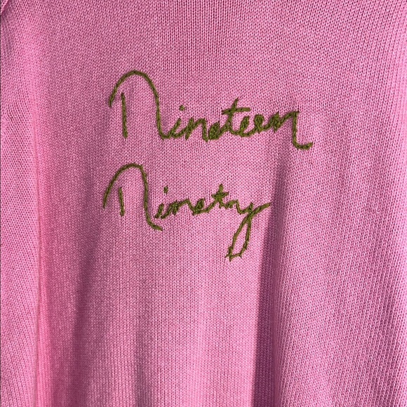 Reworked Embroidered Year 1990 Pink Women's Knit Sweater - Picture 2 of 5